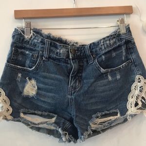 Free People Distressed Denim Shorts